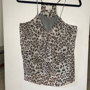 Grey Leopard Print Silk Tanktop